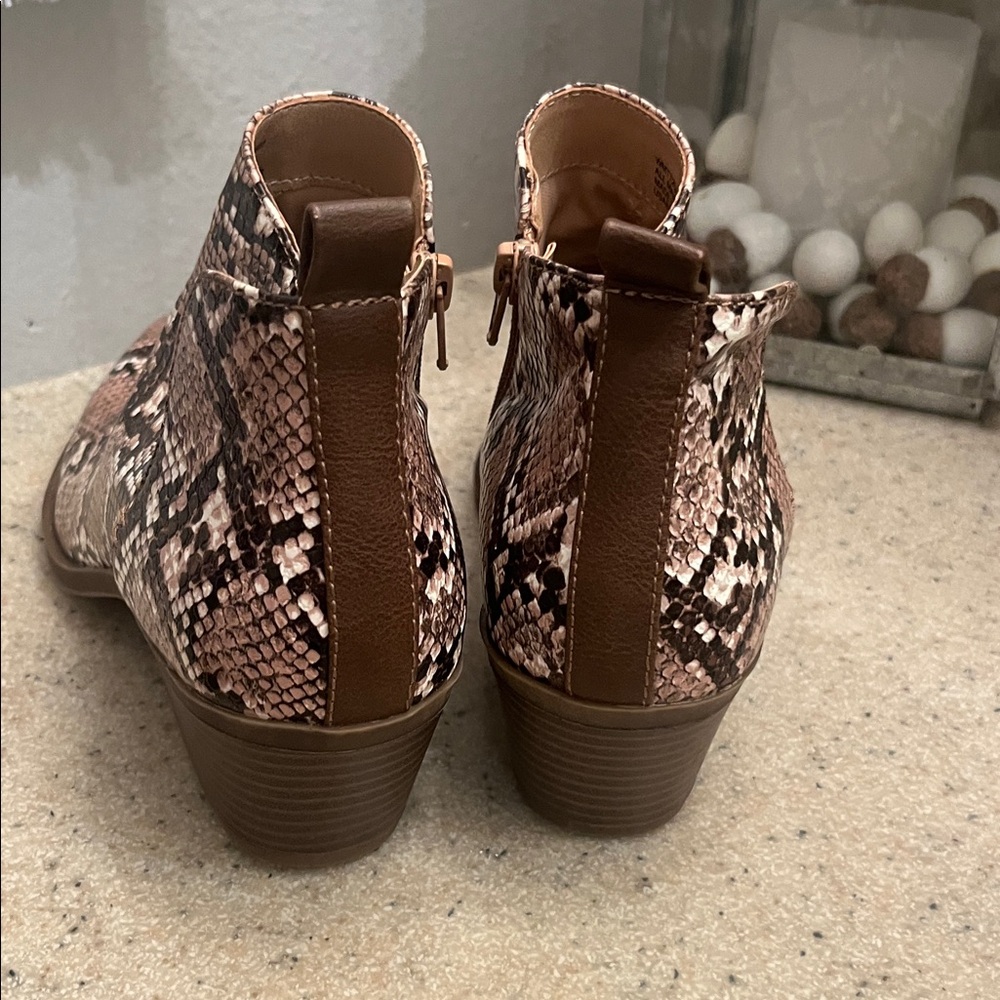 Time and Tru Snakeskin Ankle Boots - Pink and Black - Picture 7 of 8